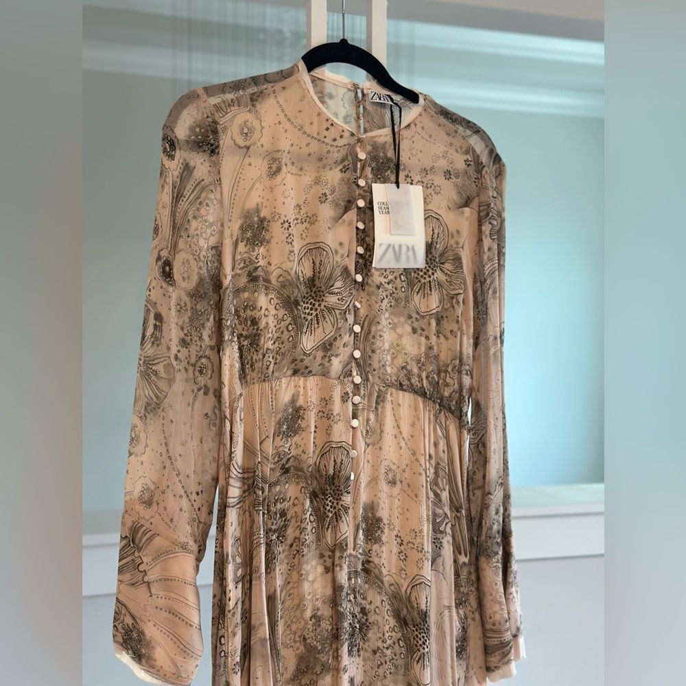 Zara full sleeves printed midi dress Limited edition - Picture 3 of 9